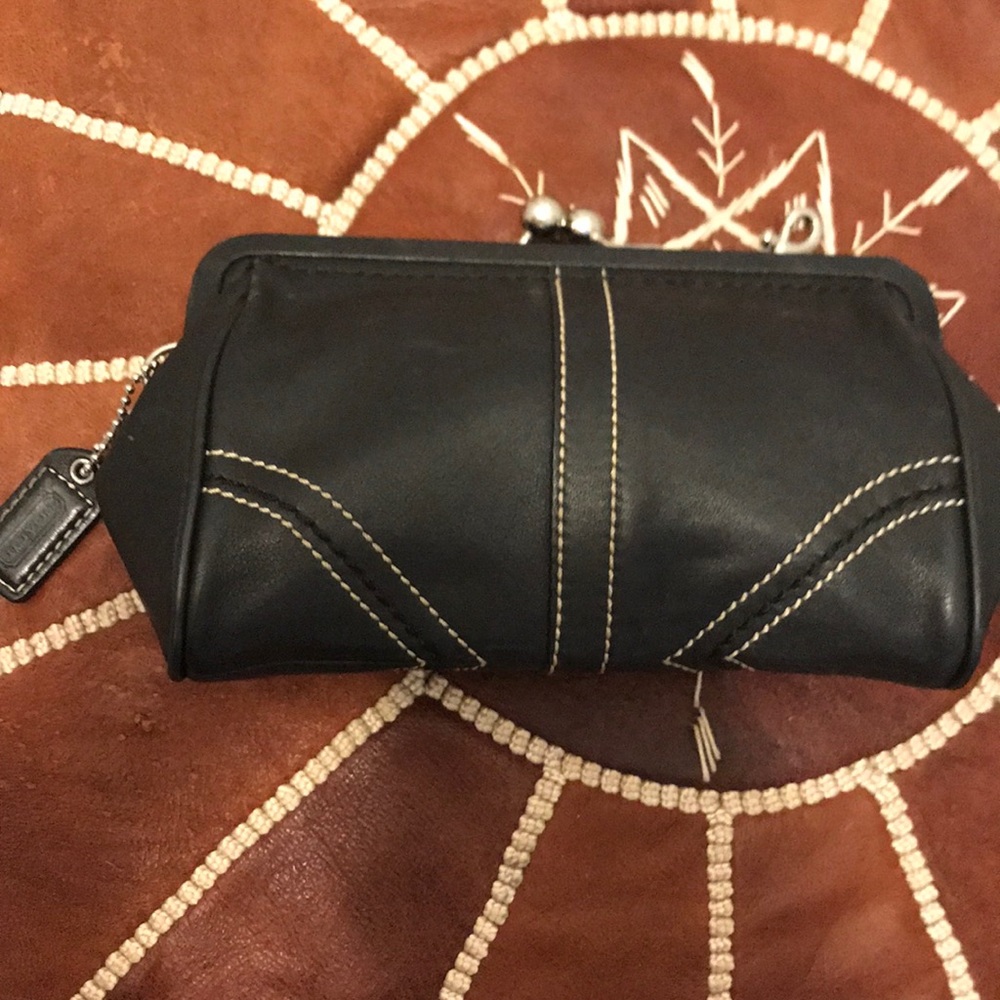 Coach black leather clutch/wristlet
